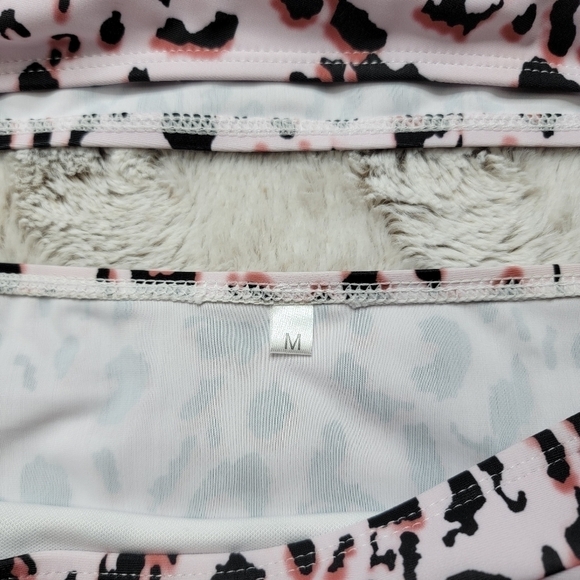 Grace Karin Pink Cheetah Leopard High Rise One Shoulder Bikini Swimsuit NWT Sz M - Picture 9 of 13